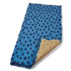 Bronte Sky Blue Paw Print Dog Bed Fleece 75x100cm