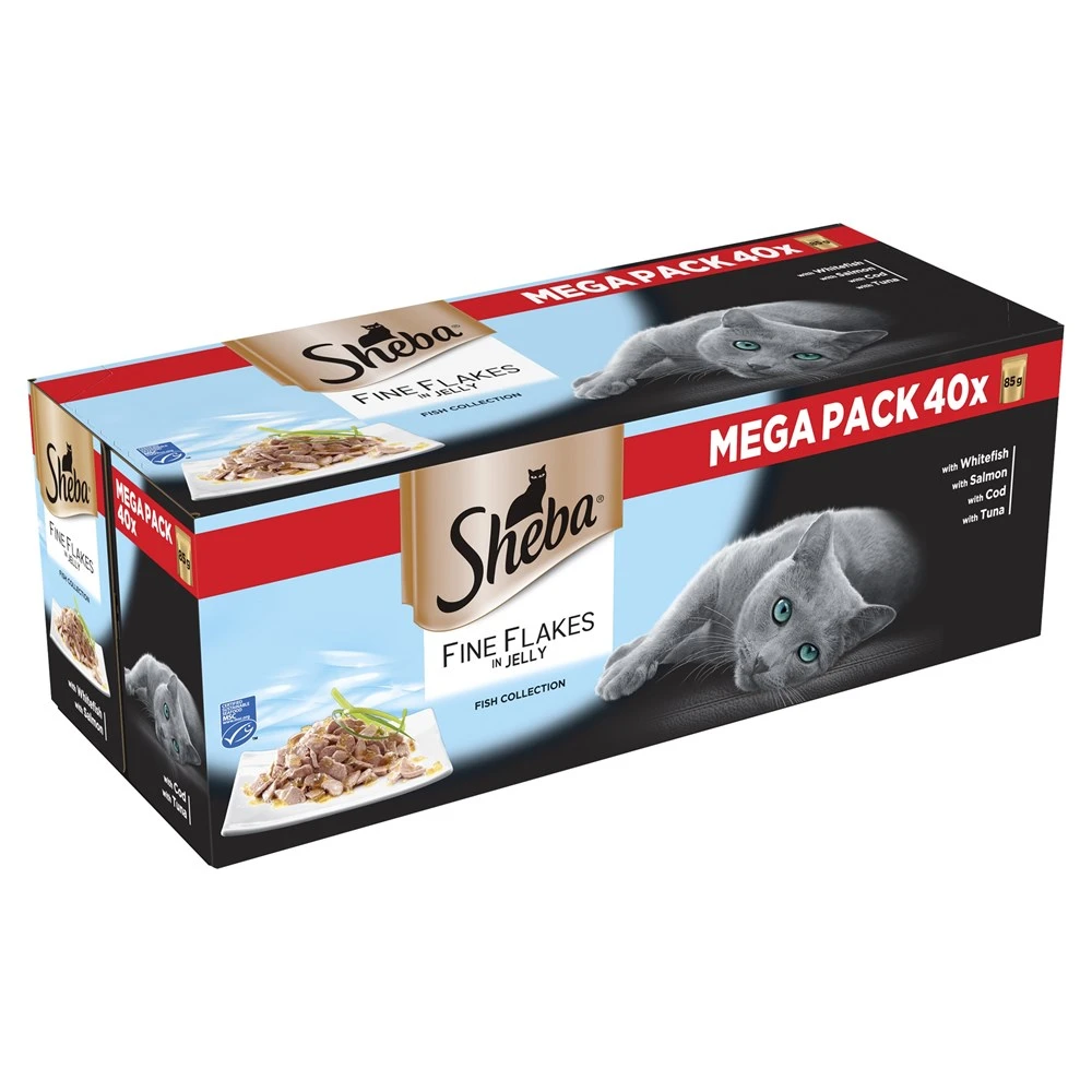 Sheba Cat Fine Flakes In Jelly 40 X 85g 3 Sheba Cat Fine Flakes In Jelly 40 X 85g
