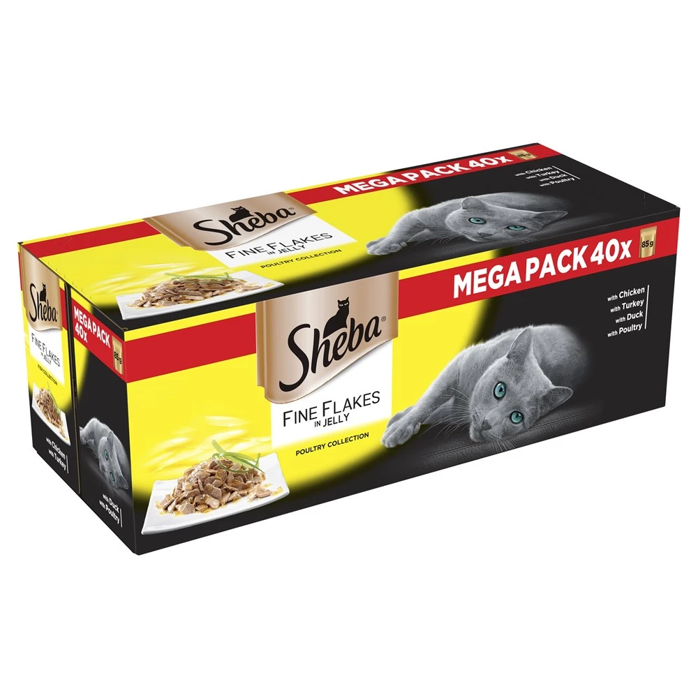 Sheba Cat Fine Flakes Poultry In Jelly 40 X 85g 3 Sheba Cat Fine Flakes Poultry In Jelly 40 X 85g