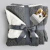 George Barclay Aran Knit Deluxe Pet Blanket Charcoal XL -Kurgo Shop 00914186 large