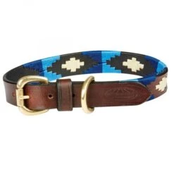 Weatherbeeta Polo Leather Collar Cowdray Brown/Blue Small