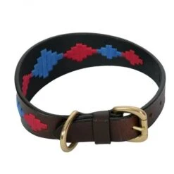 Weatherbeeta Lurcher Polo Leather Collar Beaufort Brown/Pink/Blue S