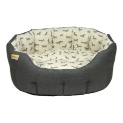 Classic Brushed Dachshund Bed Grey - Small