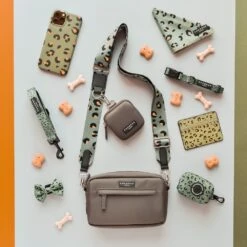 Cocopup Mocha Dog Walking Bag With Khaki Leopard Strap